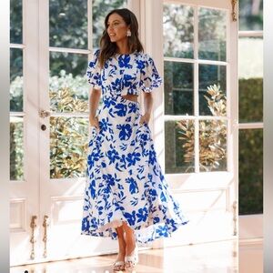 Petal & Pup Blue and White Floral Maxi Dress
